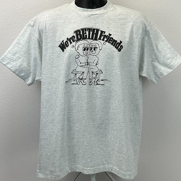 Vintage We're Beth Friends T Shirt Unisex XL X-Large Gray 90s Elizabeth Bethany - Picture 2 of 7